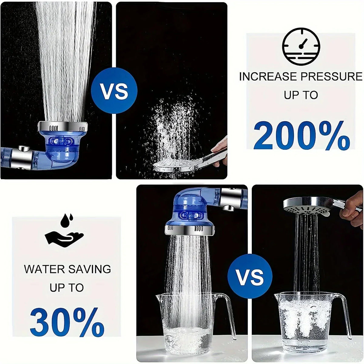 High-Pressure 3-Mode Handheld Showerhead | One-Click Water Stop Handheld Showerhead Qme