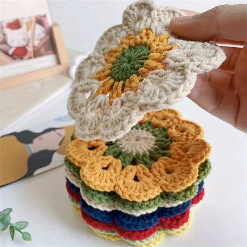 Handmade Crochet Coasters – Cute 3-Piece Set | Qme Crochet Coaster Set Qme