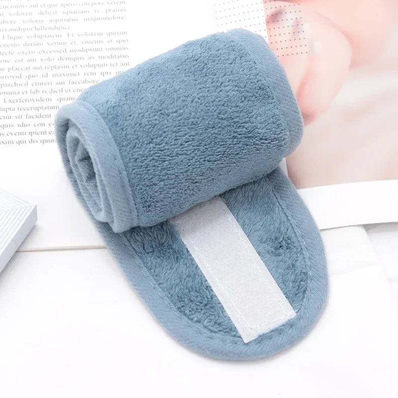 Women's Adjustable SPA Facial Headband – Soft Toweling Hair Band SPA Facial Headband Qme Blue