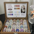 24-Color Mirror Nail Art Powder Set, Storage Box & DIY Charms Nail Art Powder Set Qme 02