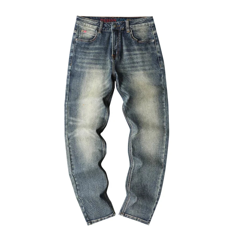 Men's American Retro Slim Straight Jeans | Micro-Elastic Men's Slim Jeans Qme