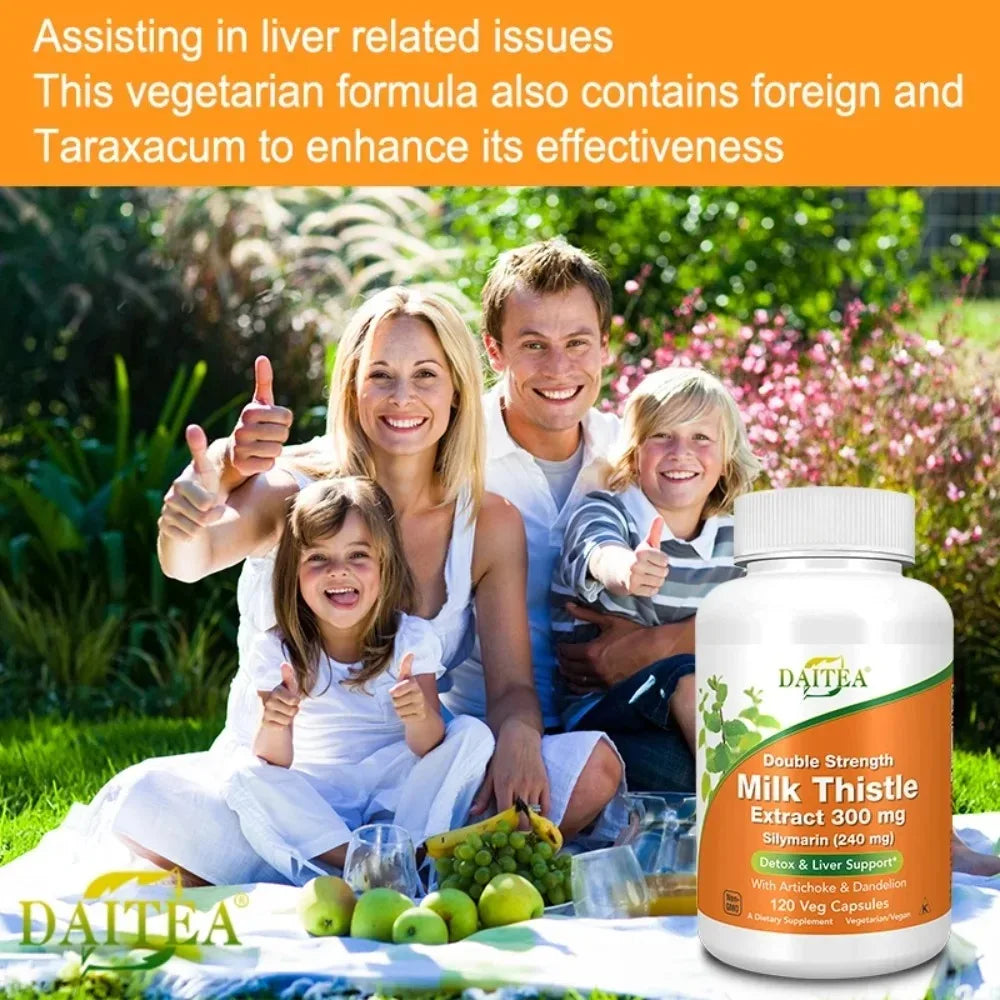 Milk Thistle 300mg Capsules + Dandelion Root | Liver Support Herbal Supplement Qst