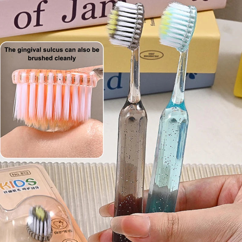 2-Pack Kids Soft Toothbrushes – Convex Design, Ages 3–12 Kids Toothbrush Set Qst