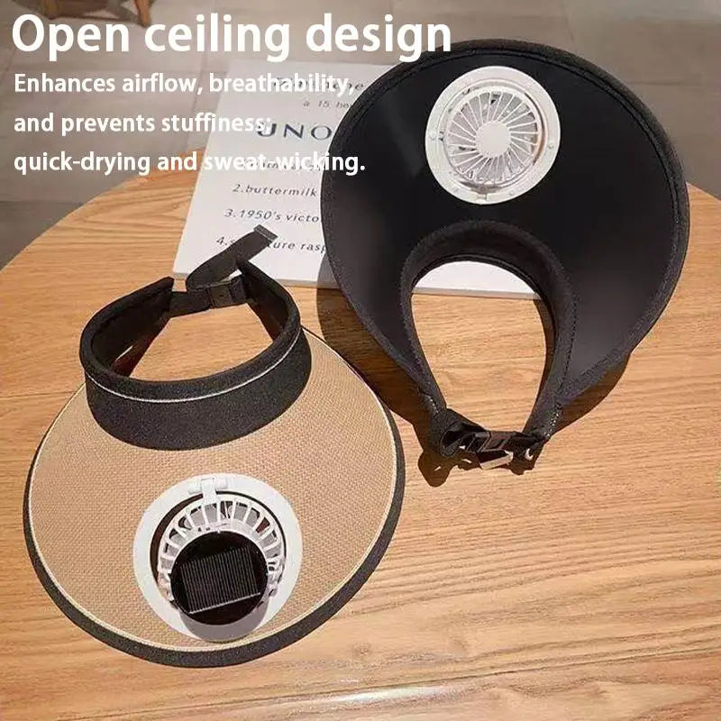 Solar Cooling Fan Hat – Sun Visor Fishing Peaked Cap Solar Fan Cap Qme
