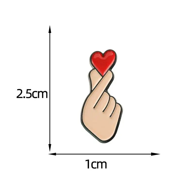 Sign Language Enamel Pin – Cute Hand Gesture Lapel Brooch Enamel Lapel Pin Qme 2pcs