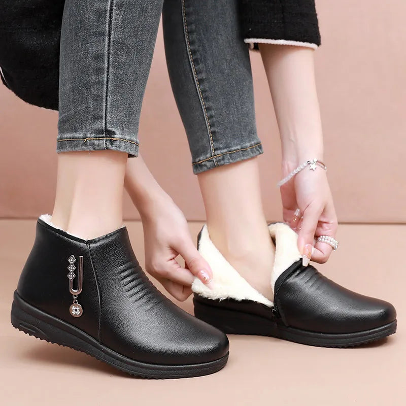 Women's Waterproof Ankle Boots – Warm Lightweight Winter Snow Boot Women's Ankle Boots Qst