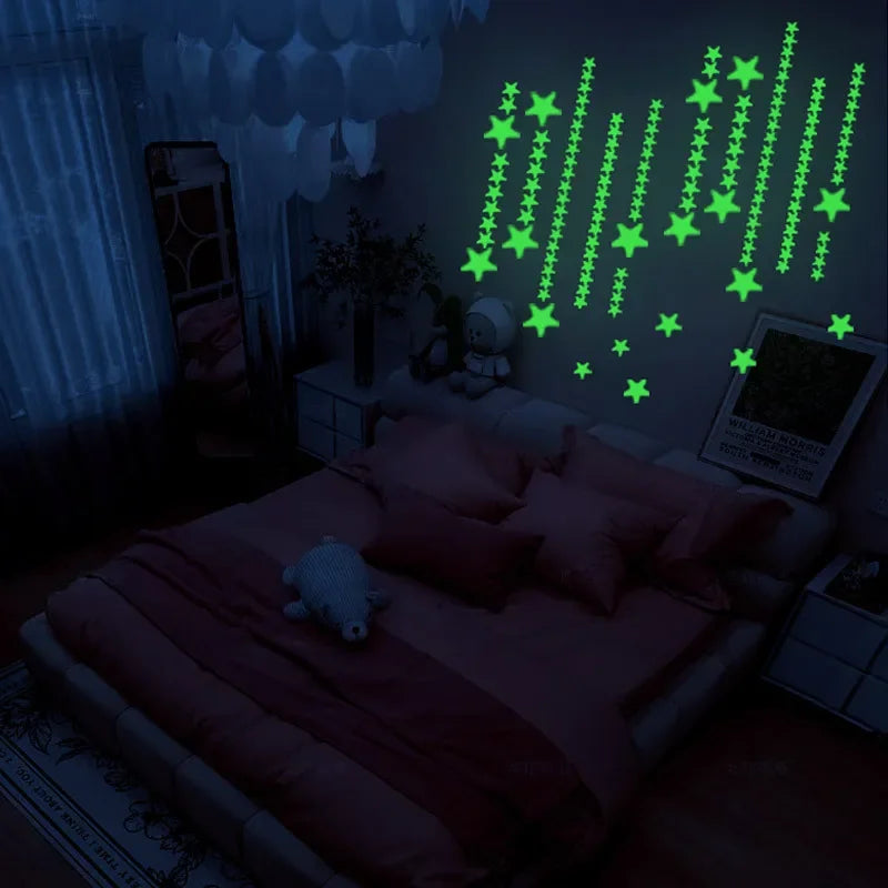Glow in the Dark Wall Stickers – Kids Room Star & Dot Decals Glow Wall Decals Qme