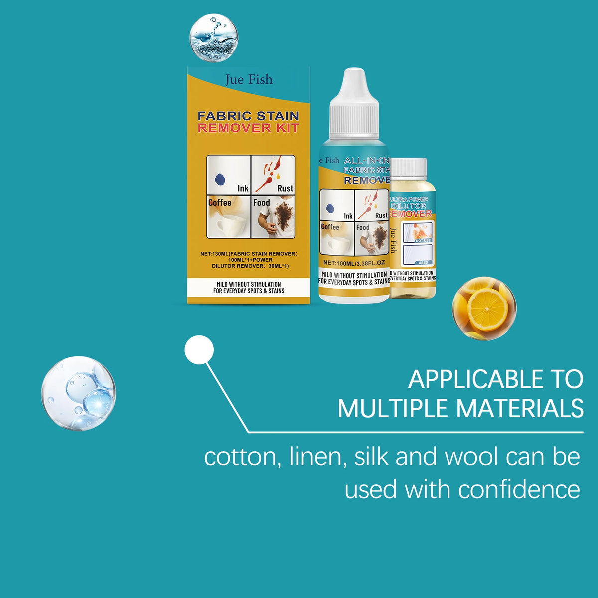 130ml Fabric Stain Remover Kit – Brightening & Softening Fabric Stain Remover Qst