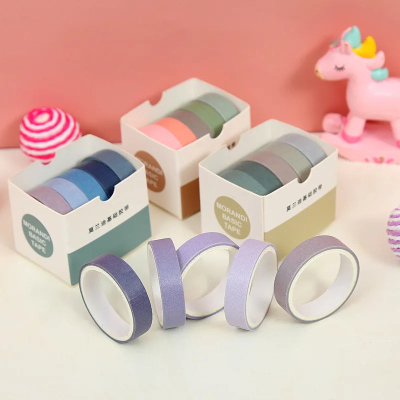 Kawaii Cartoon Washi Tape Set – 5 Rolls DIY Scrapbook Decor Decorative Washi Tape Qme