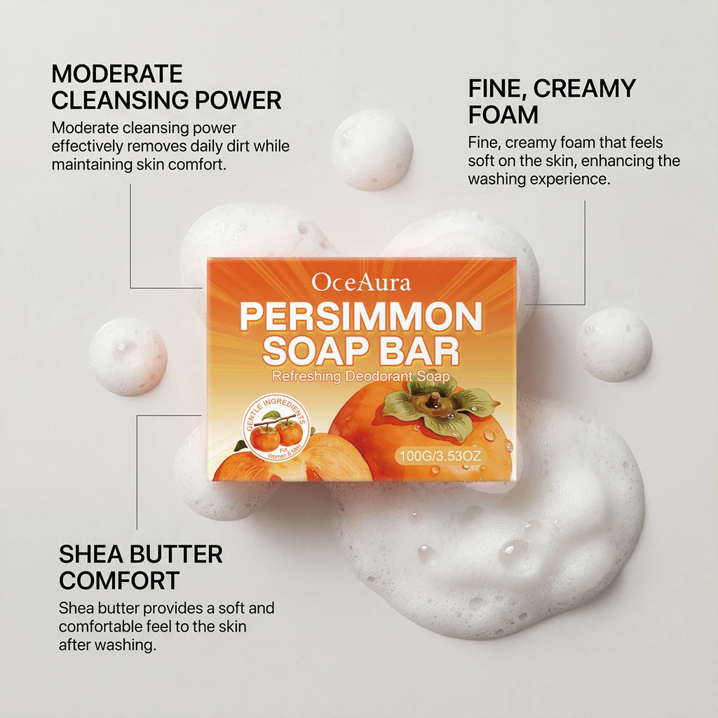 OceAura Persimmon Body Soap Bar 100g – Moisturizing Cleanser Body Soap Bar Qst