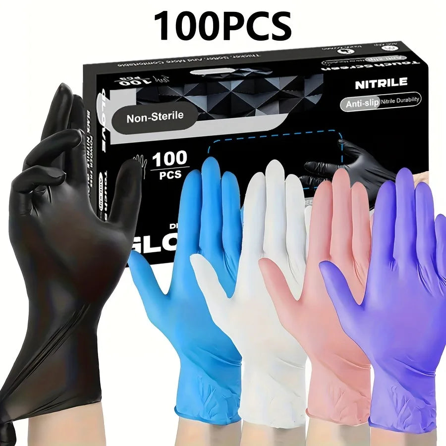 50-Pack Disposable Nitrile Gloves for Cleaning & Gardening Disposable Nitrile Gloves Qme
