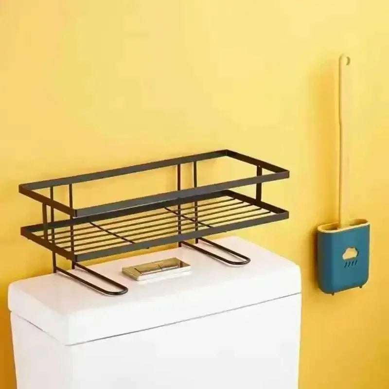 Double Layer Toilet Storage Rack – No-Drill Bathroom Organizer Bathroom Storage Rack Qme