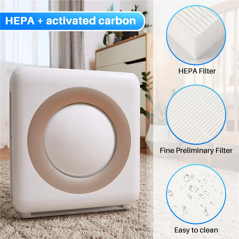 3-Pack HEPA & Carbon Filter Set for Coway AP-1512HH Purifier Air Purifier Filter Qst white black