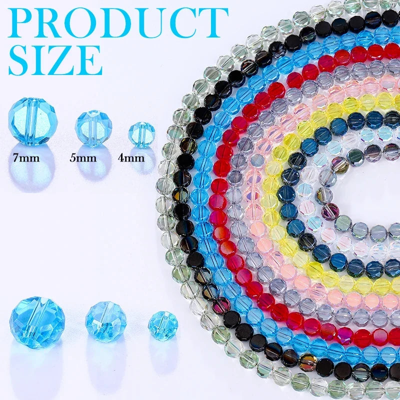 Flat Round Faceted Glass Beads – Colorful Coin Spacers Glass Spacer Beads Qme
