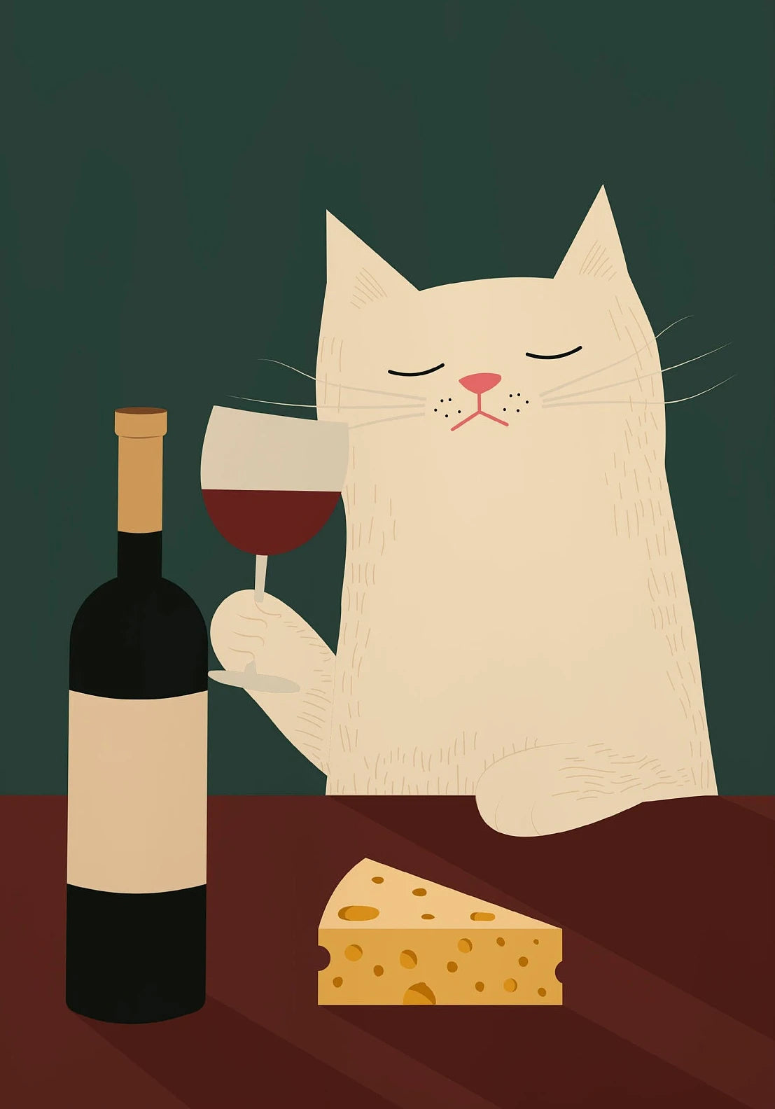 Black Cat Wine Canvas Wall Art – Modern Kitchen Decor Print Canvas Wall Art Qst 14 50X70cm No Framed