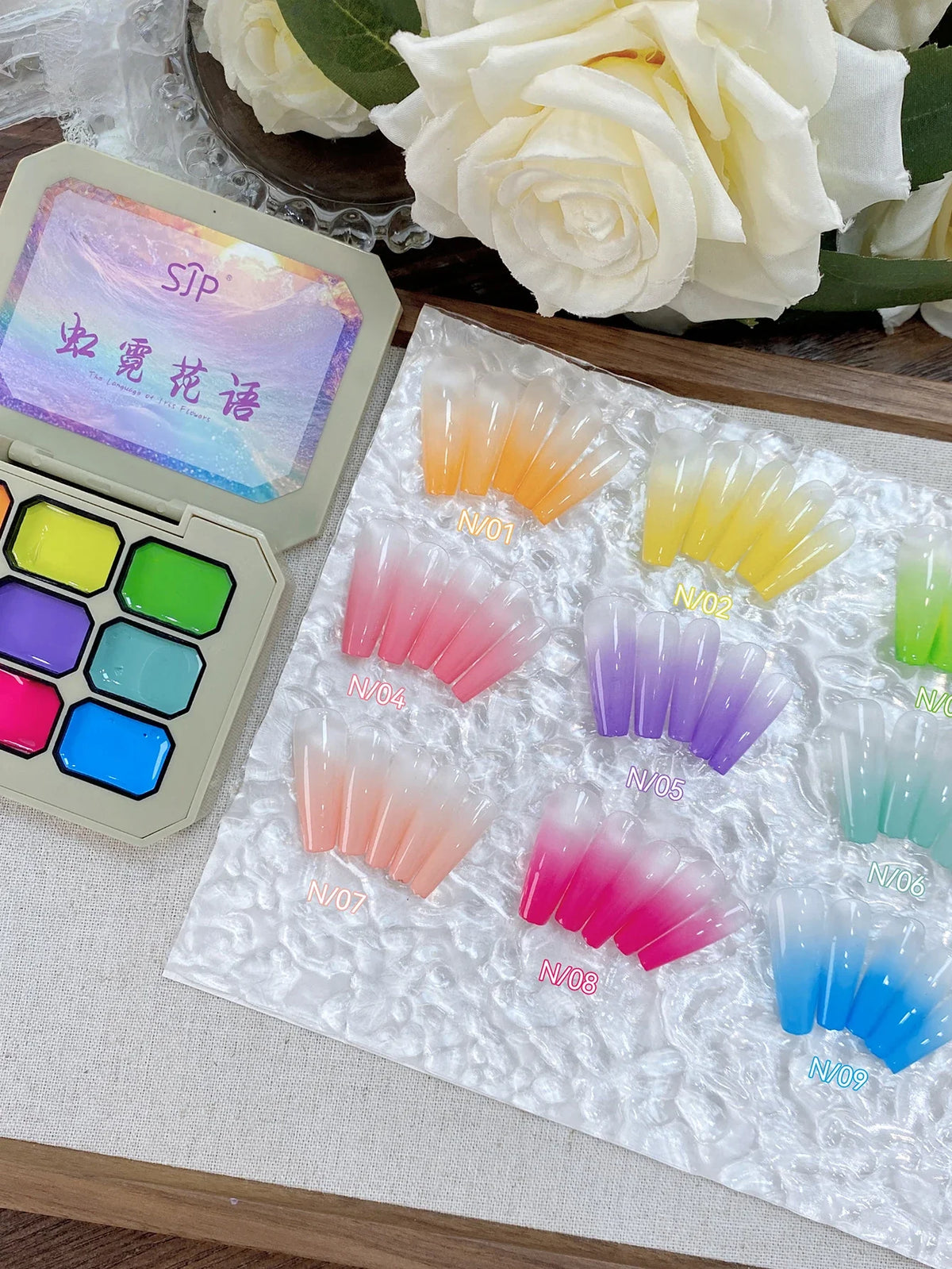 9-Color Rainbow Smudge Nail Polish Set | High Saturation Canned Nail Polish Set Qme