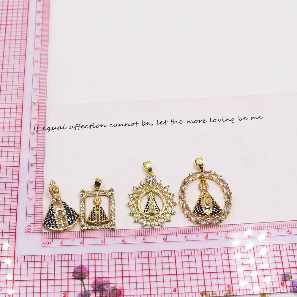 Our Lady of Aparecida Pendant Necklace | Virgin Mary CZ Religious Pendant Necklace Qme