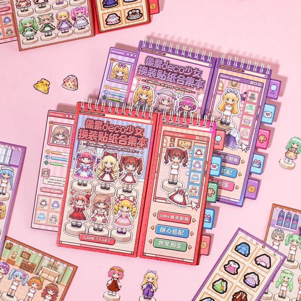 TIANZI Pixel Die-Cut Sticker Book – DIY Diary & Planner DIY Sticker Book Qme