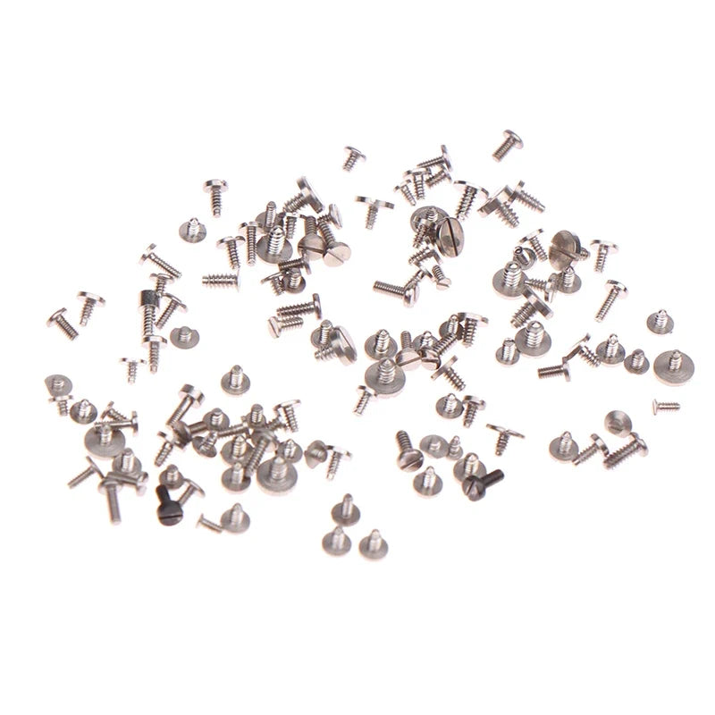 100pcs Mixed Multi-Size Watch Screws Movement Repair Set Watch Repair Screws Qme Silver