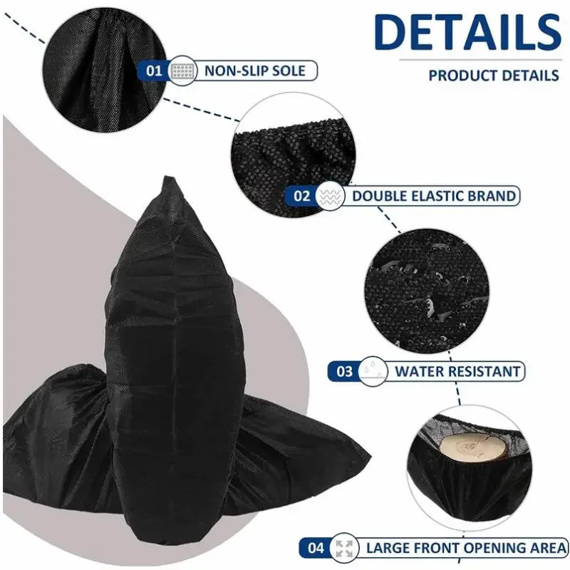 Disposable Non-Slip Shoe & Boot Covers – Nylon Foot Booties Disposable Shoe Covers Qme