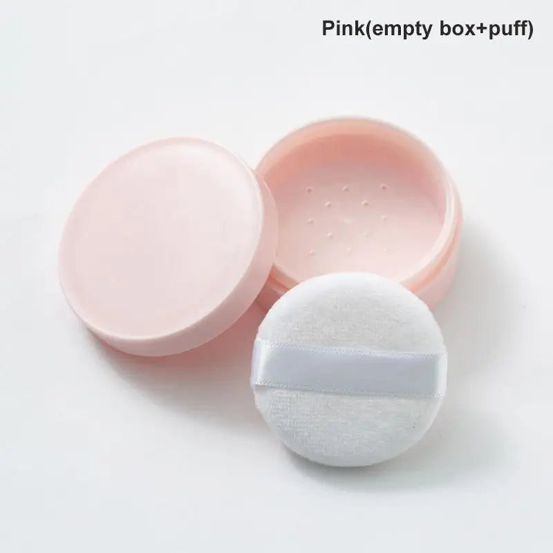 5g Refillable Loose Powder Jar with Sifter Lid & Puff Powder Jar Container Qst Pink box with puff