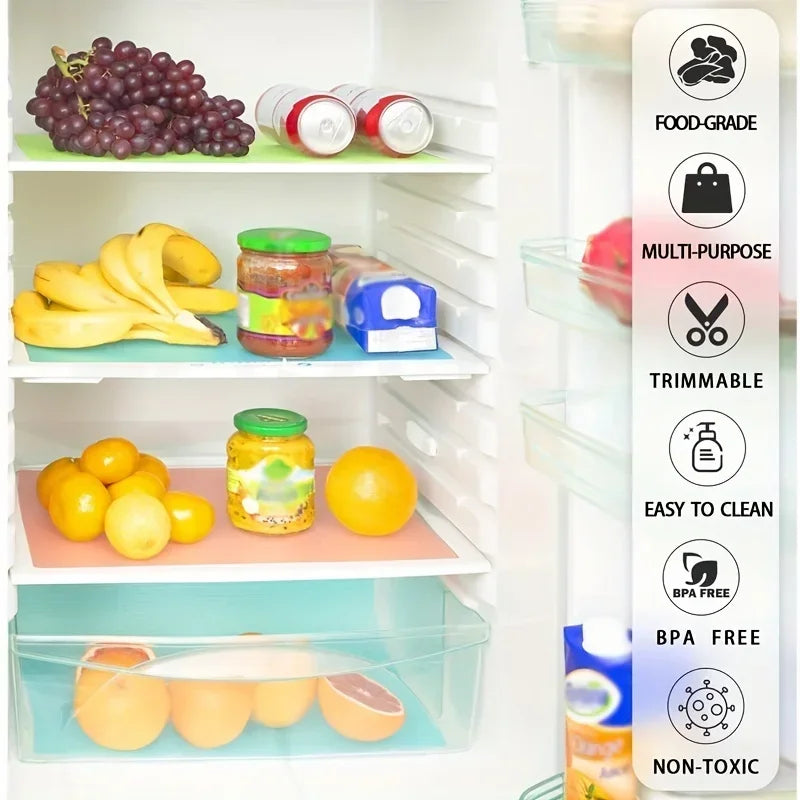 EVA Waterproof Refrigerator Liner Mats – Washable, BPA-Free, 4pcs Refrigerator Liner Mat Qme