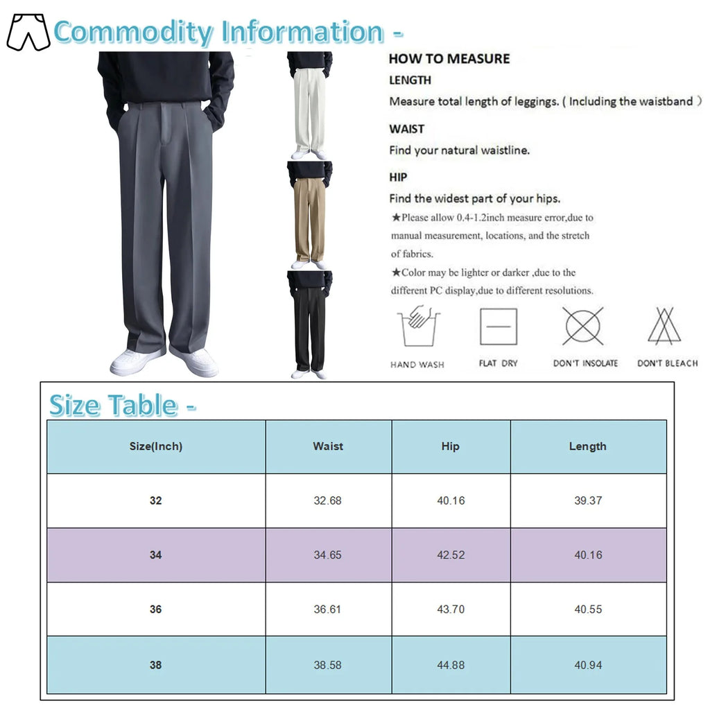 Men's Loose Straight Business Casual Trousers – 4 Colors Men's Dress Trousers Qme