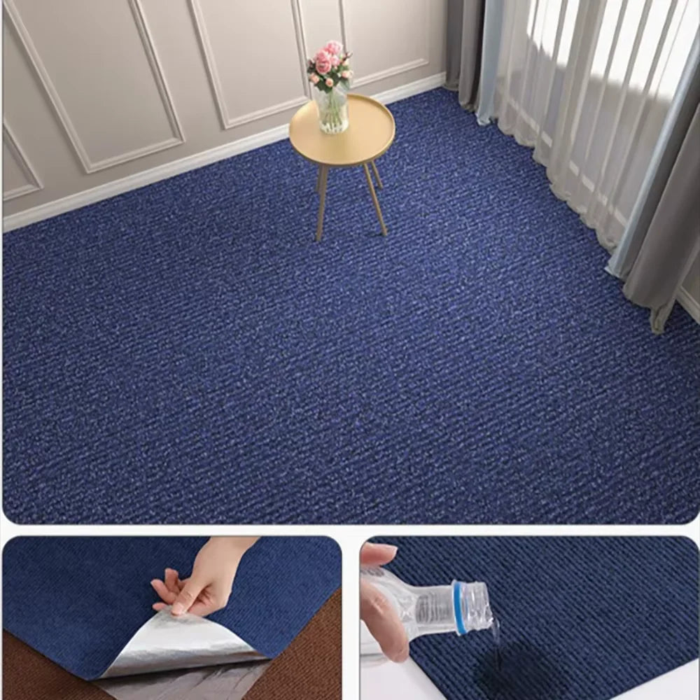 Self-Adhesive Runner Rug 40cm x 3m – Absorbent Polyester Mat Runner Rug Mat Qst Dark Blue 40cmX300cm