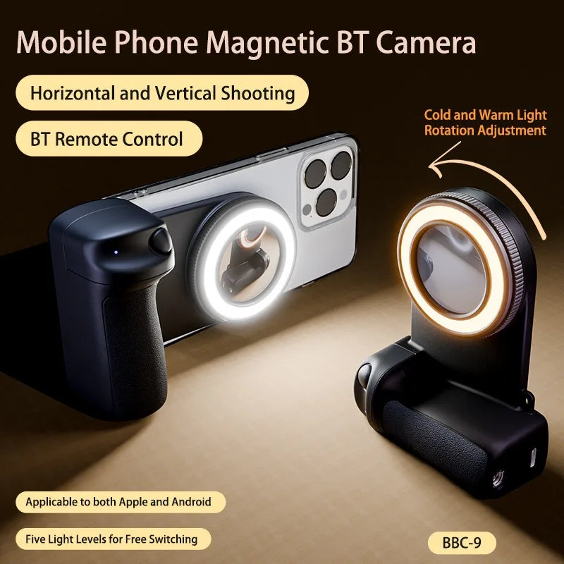 Bluetooth MagSafe Magnetic Remote Selfie Handheld Camera Bluetooth Selfie Remote Qme black