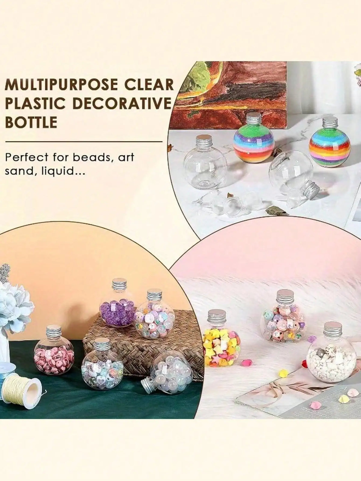Mini Round Plastic Ball Bottles with Lids – Thickened Material Plastic Storage Bottles Qme