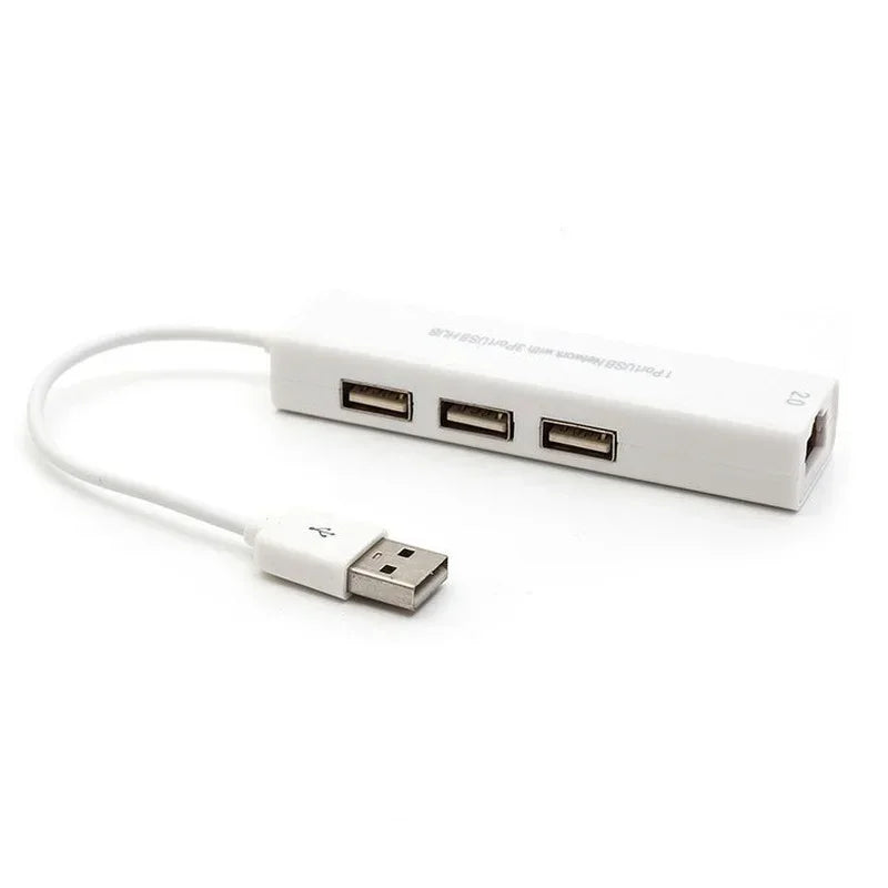 USB to RJ45 Ethernet Hub Adapter – 3 USB Ports, 100Mbps LAN USB Ethernet Adapter Qme