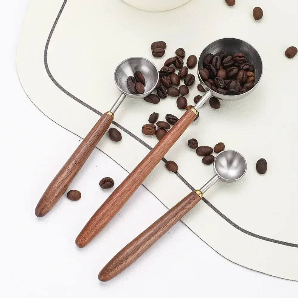 Stainless Steel Coffee Measuring Spoon with Wooden Handle Coffee Measuring Spoon Qme