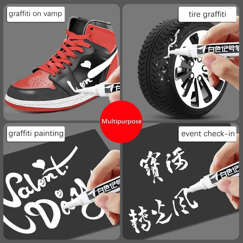 Permanent White Paint Marker Pen – Waterproof Tire & Graffiti Art Paint Marker Pen Qme