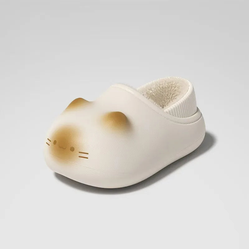 Women's Waterproof Cat Fur Clogs – EVA Garden Slippers Fur Slip-On Clogs Qst Beige B-loafer 44-45