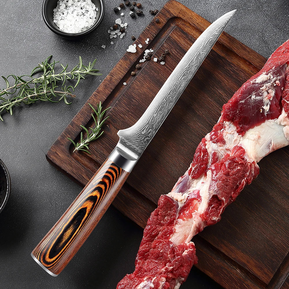 XITUO 6-Inch Damascus Boning Knife VG10 67-Layer Wood Handle Damascus Boning Knife Qst