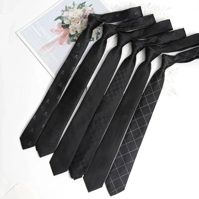 Men's Black Stripe Tie, Cufflinks, Cravat & Bowtie Gift Set Formal Accessories Set Qme