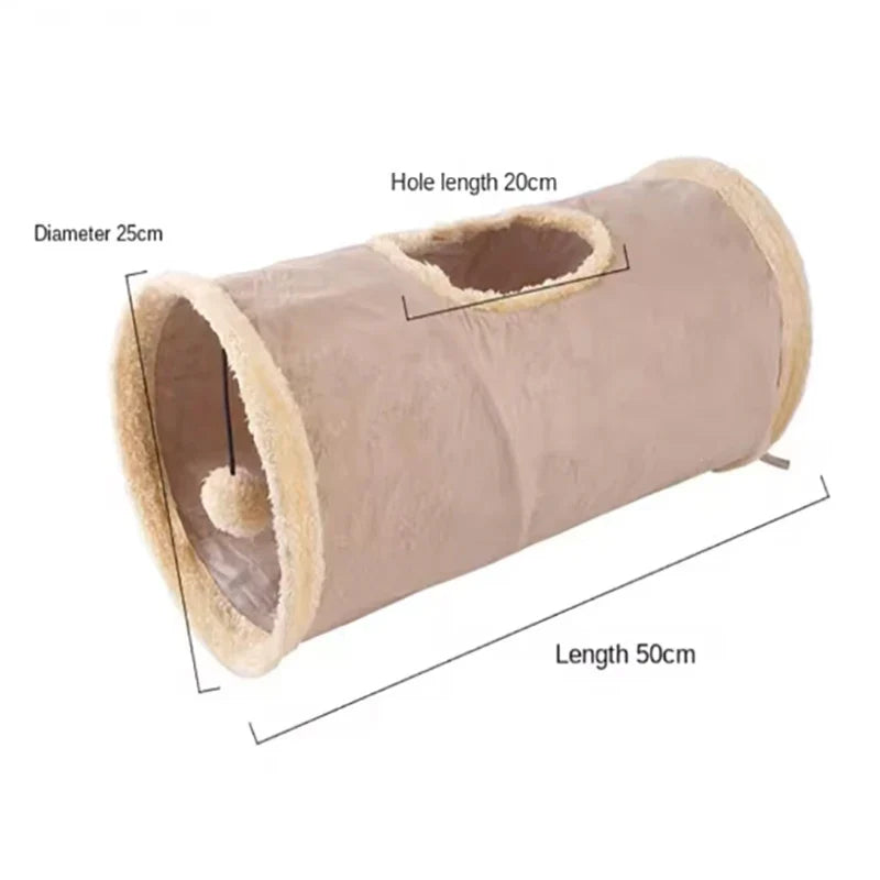 Foldable Cat Tunnel Toy – Soft Suede Plush Play Channel Cat Tunnel Toy Qme