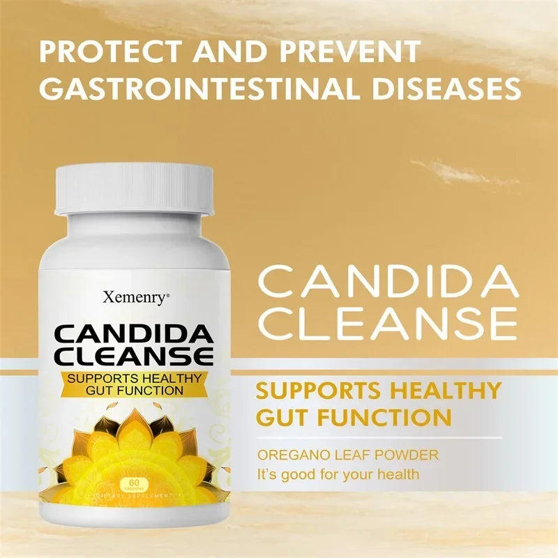 Xemenry Candida Cleanse – Gut Health & Detox Capsules Digestive Health Supplement Qst