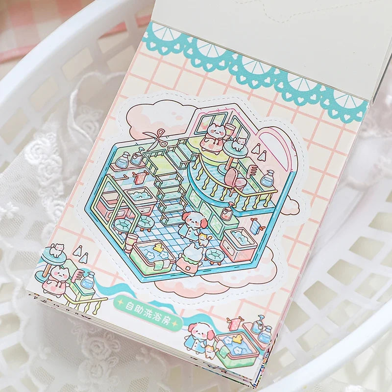 3D Cartoon Landscape Sticker Book – DIY Scrapbooking Crafts Sticker Book Qme