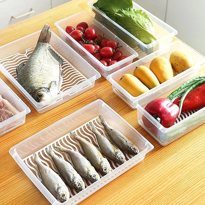 Removable Drain Plate Tray – Food Storage Container for Fridge Food Storage Tray Qme
