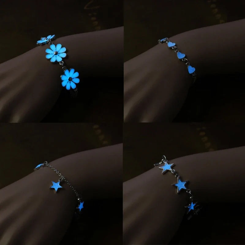 Glow in the Dark Bracelet – Heart Star Flower Fluorescent Glow Bracelet Qme