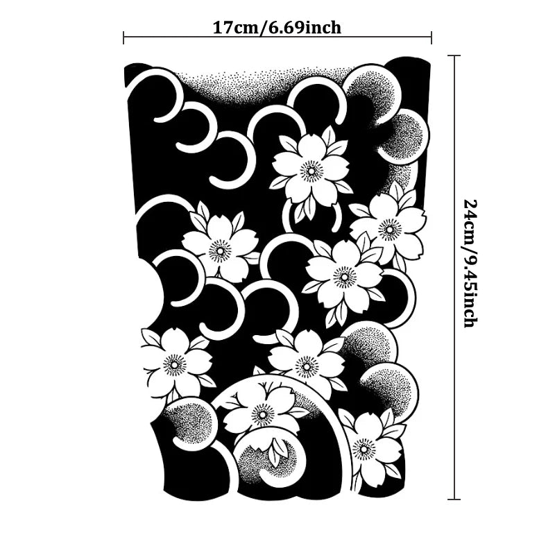 Japanese Wave Cherry Blossom Temporary Tattoo – Waterproof Temporary Tattoo Sticker Qst