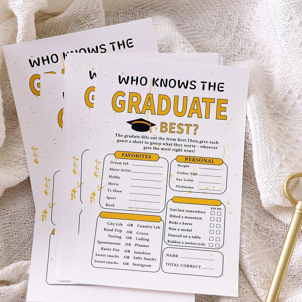 Graduation Game Cards – Creative Tabletop Party Set | 5 Colors Graduation Party Game Qme