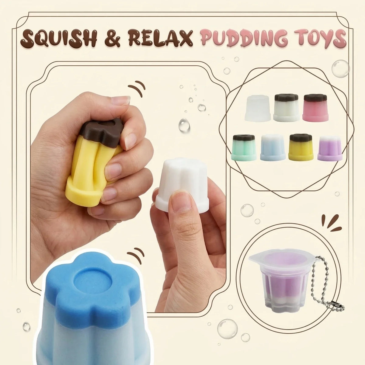Caramel Pudding Squeeze Toy – Slow Rebound Squishy Sensory Squishy Novelty Toy Qme