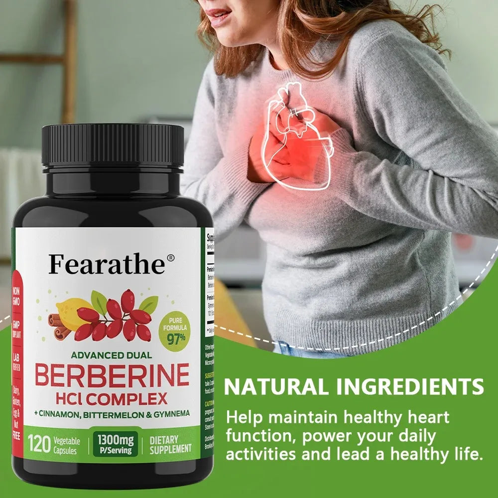 Berberine HCl Ceylon Cinnamon 120 Capsules – Non-GMO Vegan Herbal Supplement Qst