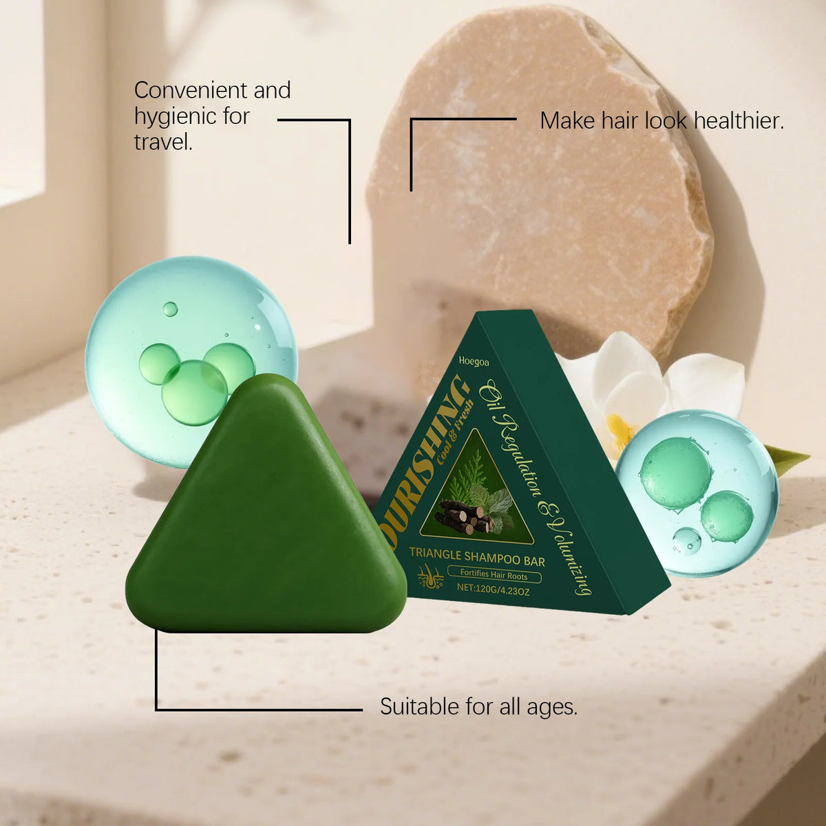 HOEGOA Volumizing Shampoo Bar – Scalp Cleanse & Hair Soap Solid Shampoo Bar Qst