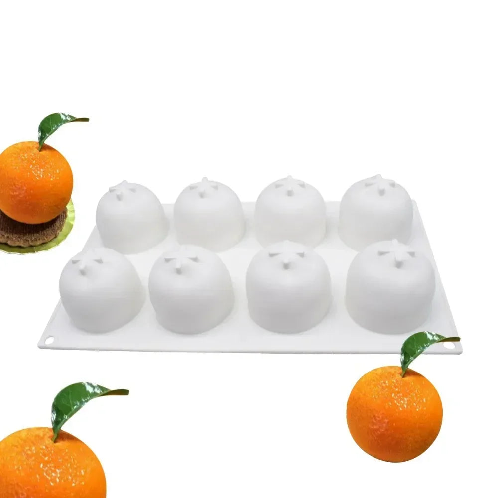Silicone Fruit Mousse Cake Molds – 8 Shapes | Food-Grade Silicone Baking Mold Qme An Orange