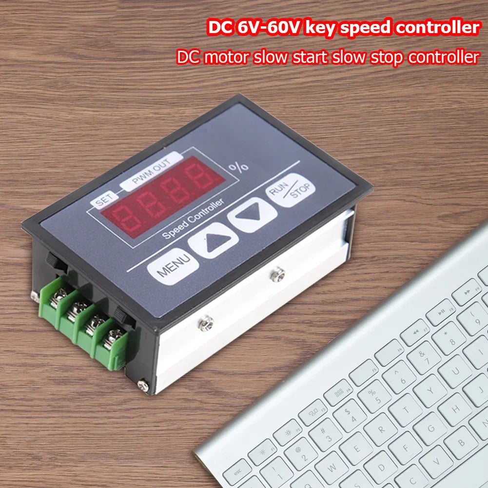 PWM DC Motor Speed Controller – Slow Start Soft Stop Digital 6–60V Motor Speed Controller Qme