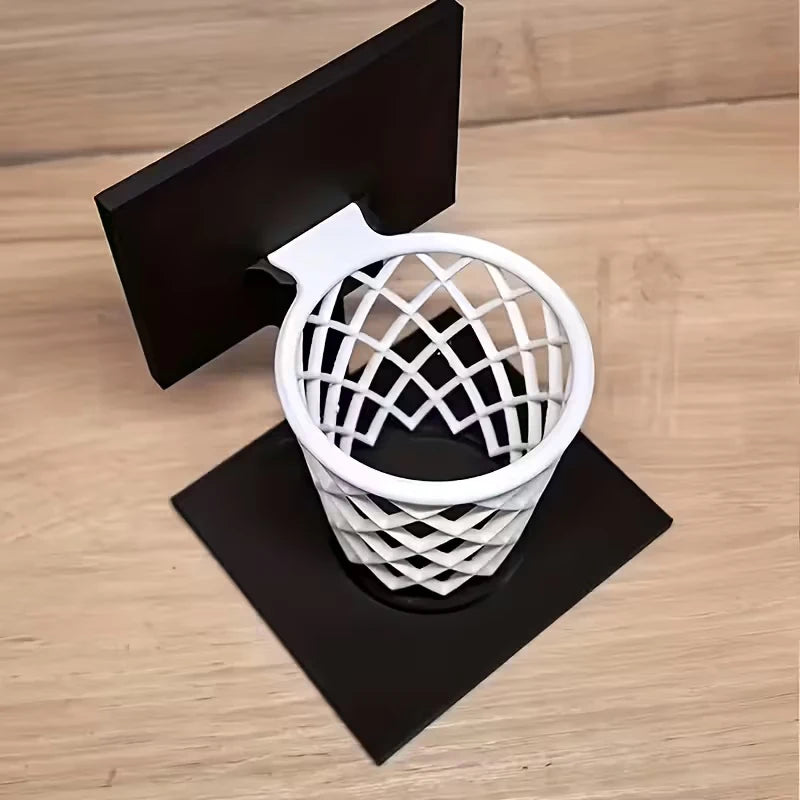 Basketball Hoop Pen Holder Desktop Organizer with Base Desktop Pen Holder Qst