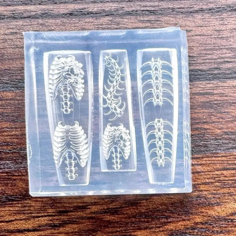 3D Silicone Nail Art Mold – Ribs & Bone Acrylic DIY Template Nail Art Mold Qst